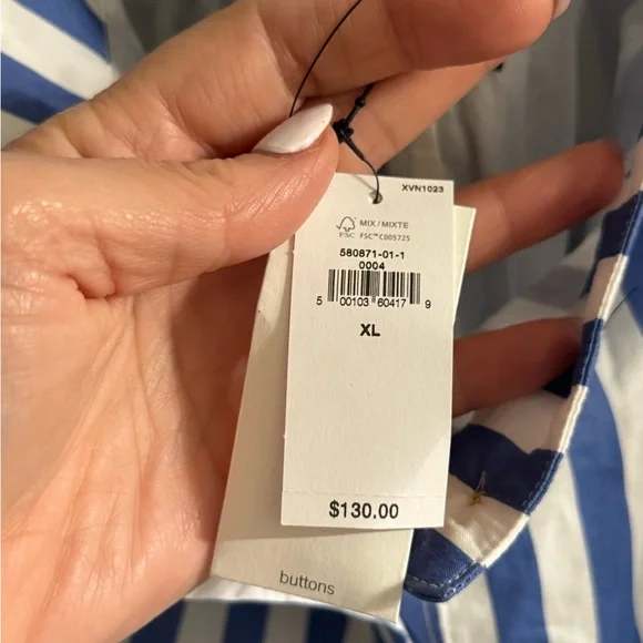 Banana Republic Factory Off-Shoulder Blue Striped Midi Dress - Picture 8 of 8